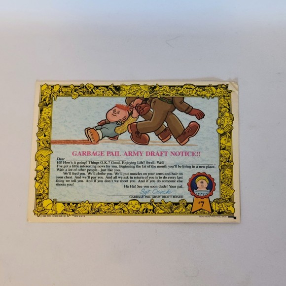 Vtg Garbage Pail Kids Topps 5x7 Giant Sticker #7 "Why Fight It" 1986 Rare. - Picture 2 of 5